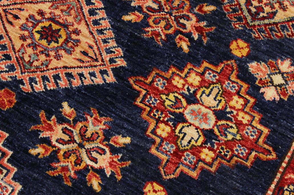 handmade Geometric Super Kazak Blue Beige Hand Knotted RECTANGLE 100% WOOL area rug 9 x 12