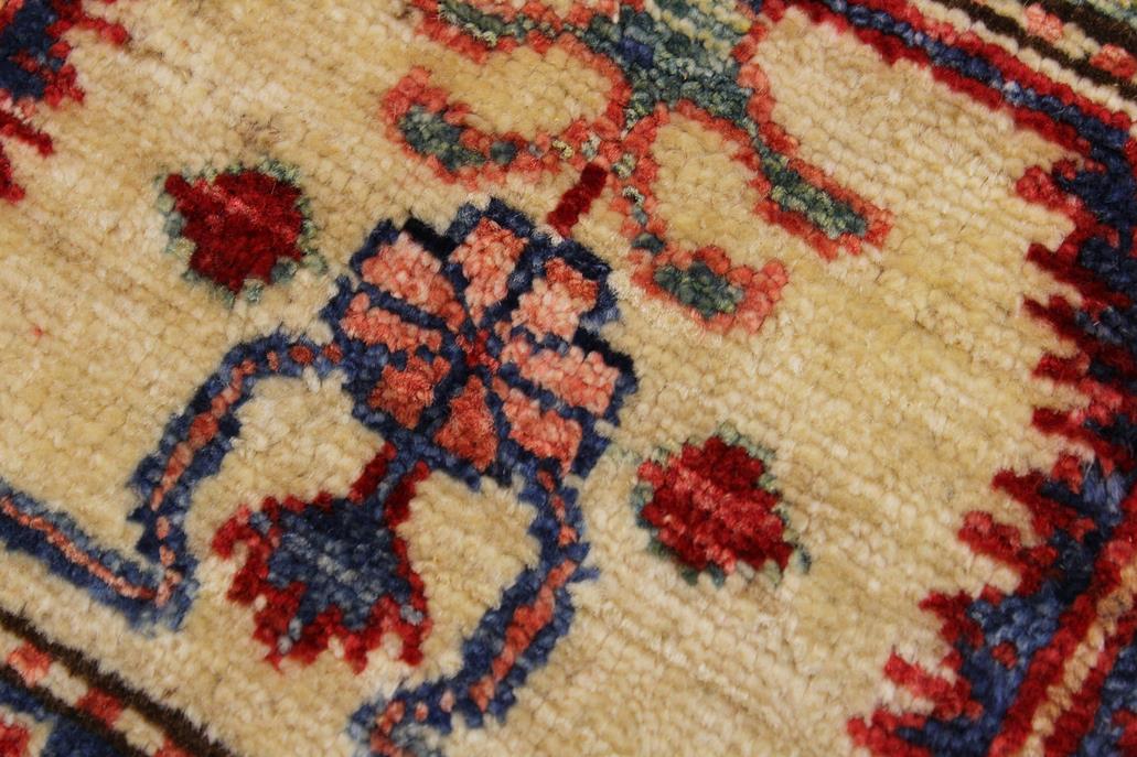 handmade Geometric Super Kazak Blue Beige Hand Knotted RECTANGLE 100% WOOL area rug 9 x 12