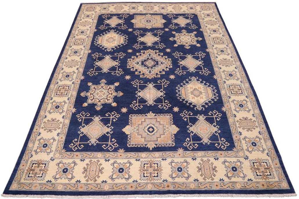 handmade Traditional Kafkaz Blue Beige Hand Knotted RECTANGLE 100% WOOL area rug 10 x 13