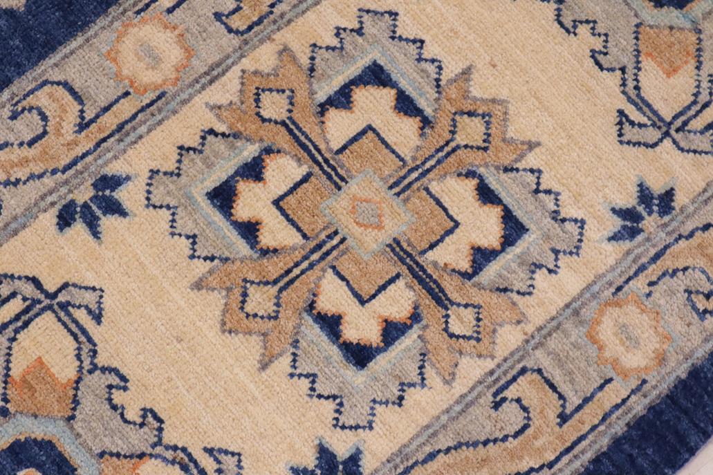 handmade Traditional Kafkaz Blue Beige Hand Knotted RECTANGLE 100% WOOL area rug 10 x 13
