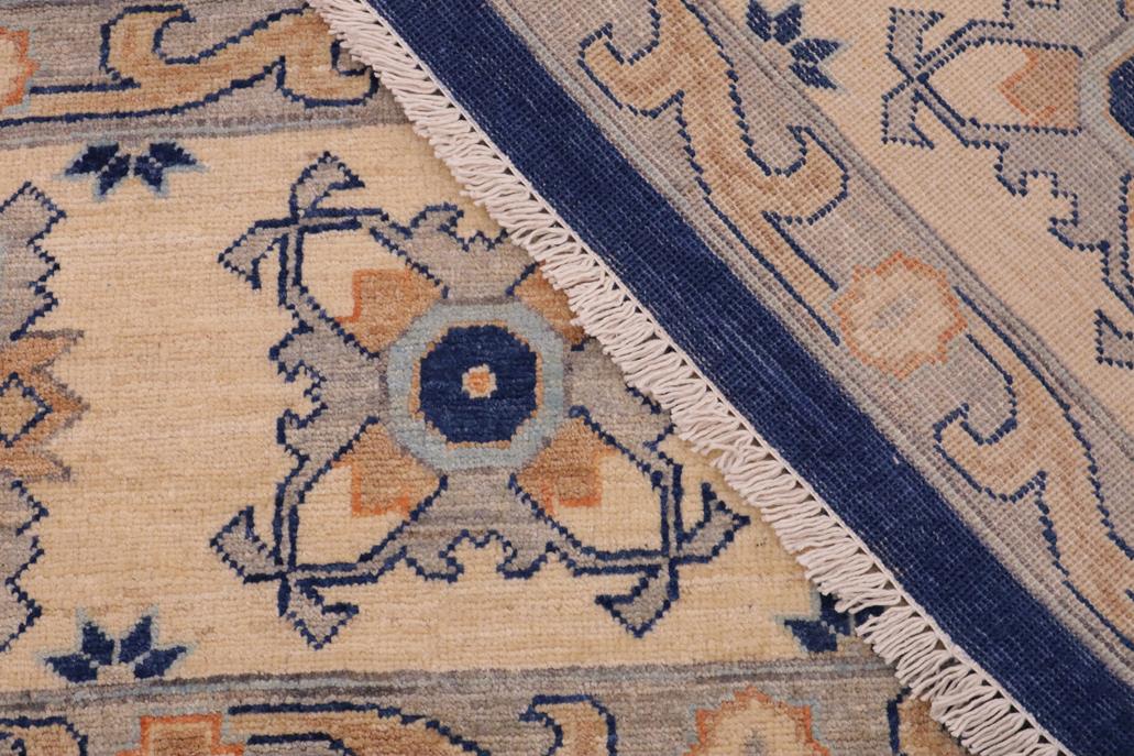 handmade Traditional Kafkaz Blue Beige Hand Knotted RECTANGLE 100% WOOL area rug 10 x 13