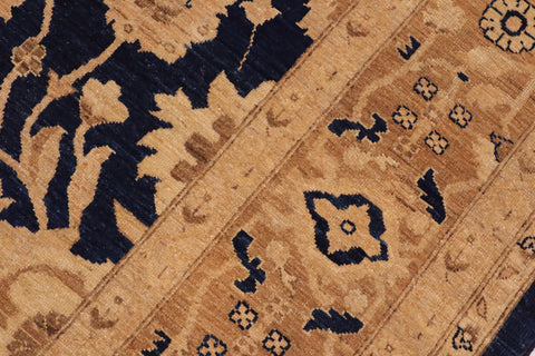 handmade Transitional Kafkaz Blue Brown Hand Knotted RECTANGLE 100% WOOL area rug 10' x 13'