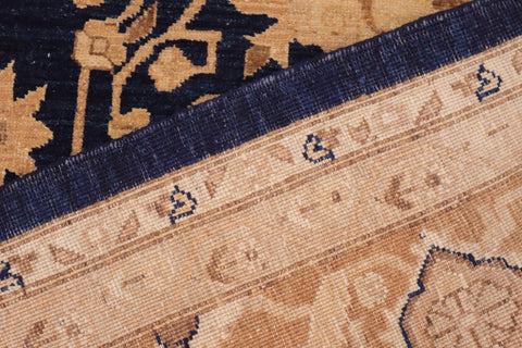 handmade Transitional Kafkaz Blue Brown Hand Knotted RECTANGLE 100% WOOL area rug 10' x 13'