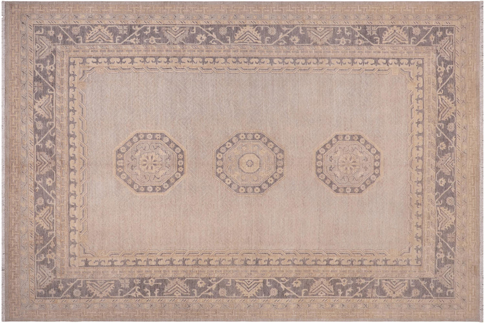 handmade Traditional Kafkaz Lt. Gray Drk. Gray Hand Knotted RECTANGLE 100% WOOL area rug 9' x 12'