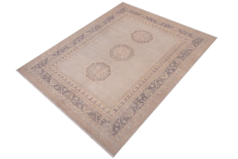 handmade Traditional Kafkaz Lt. Gray Drk. Gray Hand Knotted RECTANGLE 100% WOOL area rug 9' x 12'