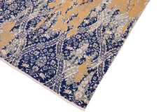 handmade Modern Kafkaz Blue Beige Hand Knotted RECTANGLE WOOL&SILK area rug 8' x 10'
