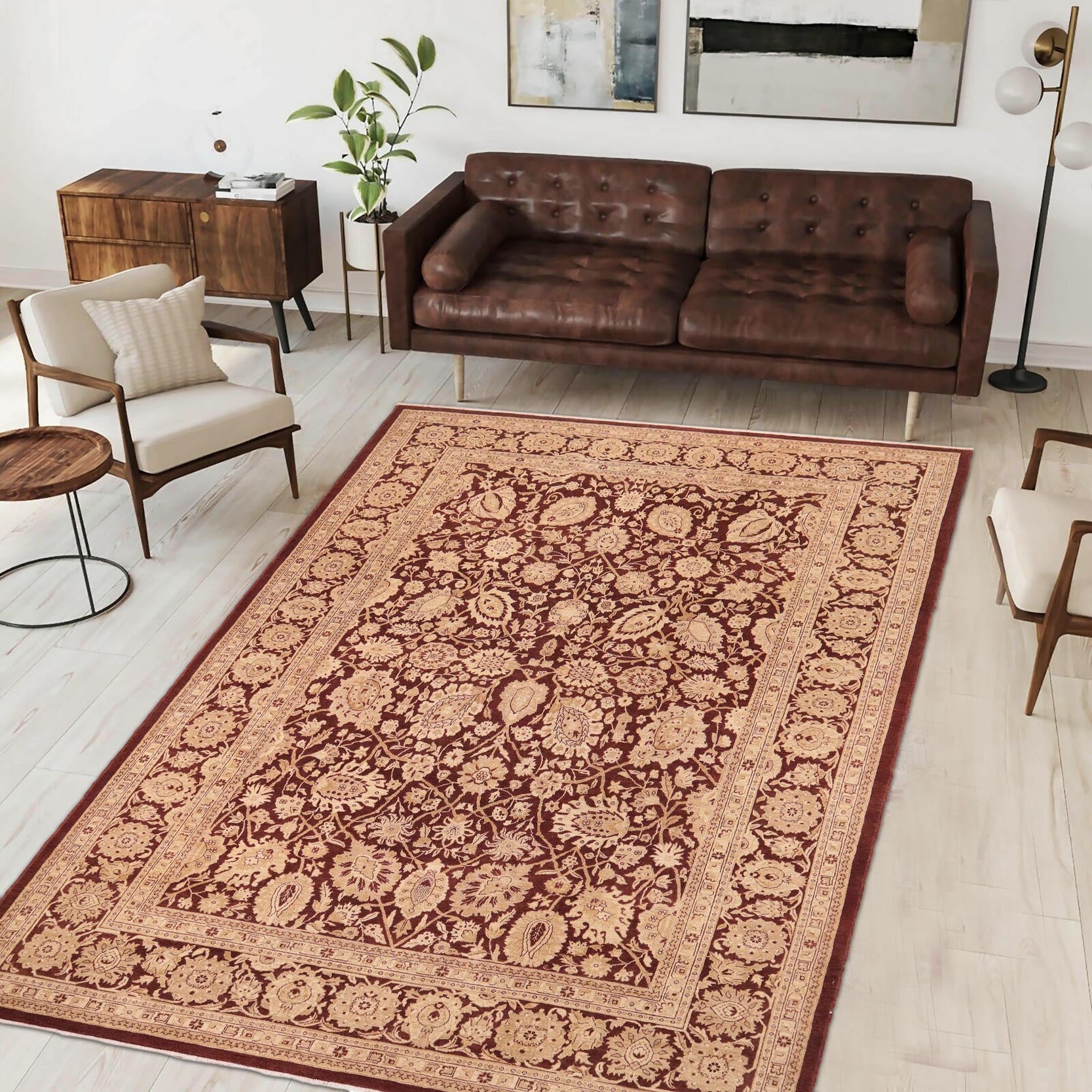 handmade Traditional Kafkaz Brown Beige Hand Knotted RECTANGLE 100% WOOL area rug 10x14