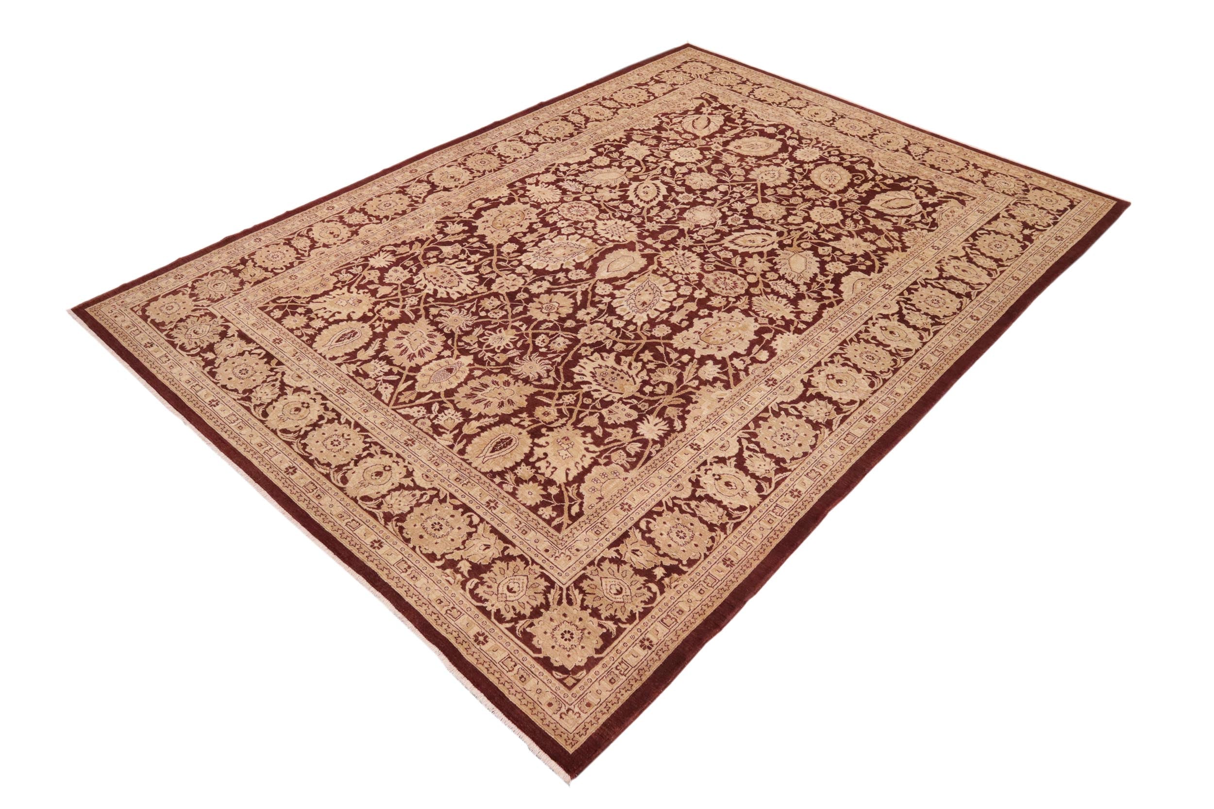 handmade Traditional Kafkaz Brown Beige Hand Knotted RECTANGLE 100% WOOL area rug 10x14