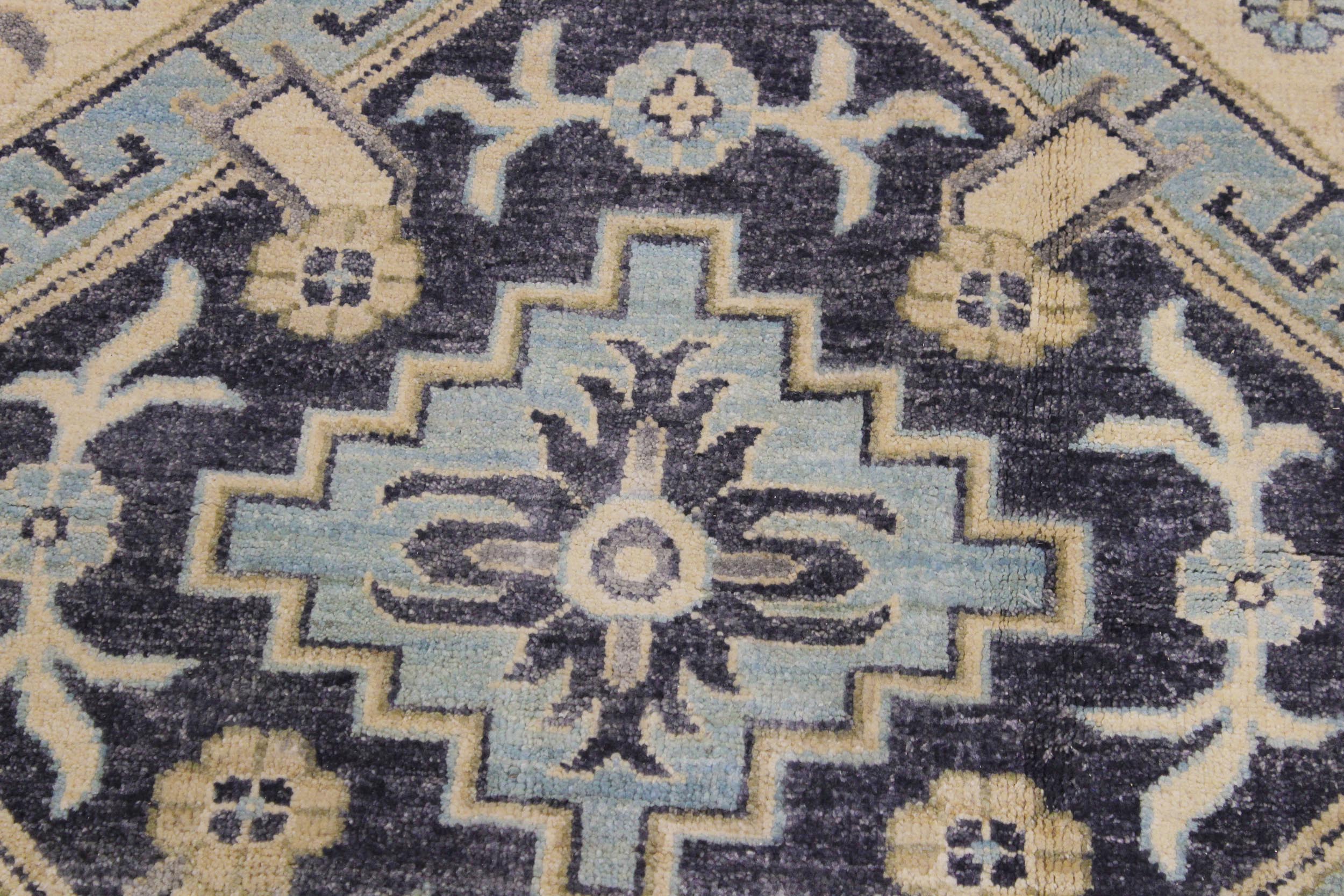 handmade Transitional Kafkaz Drk. Gray Ivory Hand Knotted RECTANGLE 100% WOOL area rug 12' x 14'