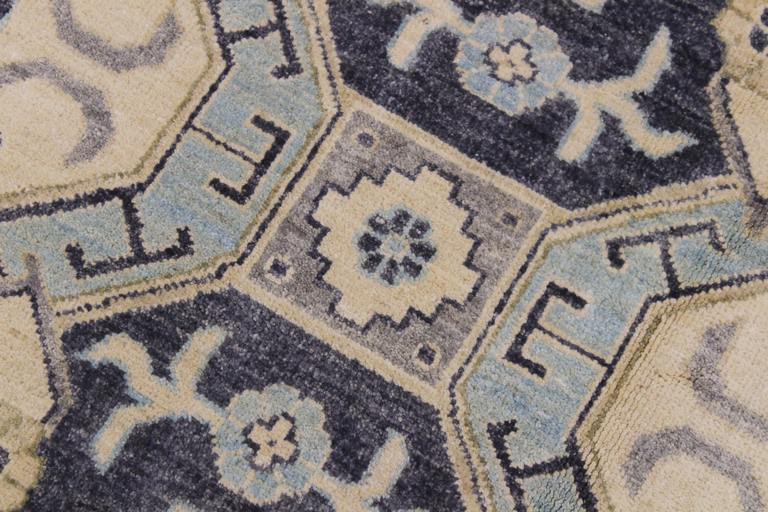 handmade Transitional Kafkaz Drk. Gray Ivory Hand Knotted RECTANGLE 100% WOOL area rug 12' x 14'