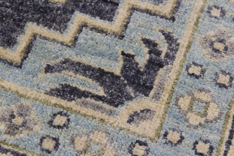 handmade Transitional Kafkaz Drk. Gray Ivory Hand Knotted RECTANGLE 100% WOOL area rug 12' x 14'