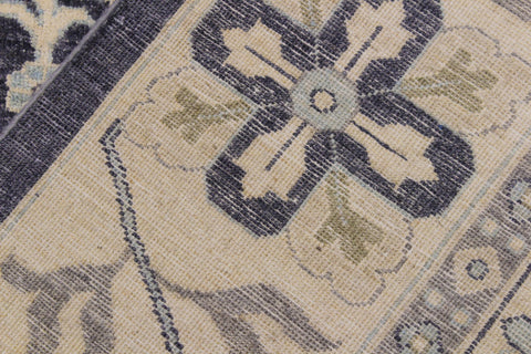 handmade Transitional Kafkaz Drk. Gray Ivory Hand Knotted RECTANGLE 100% WOOL area rug 12' x 14'
