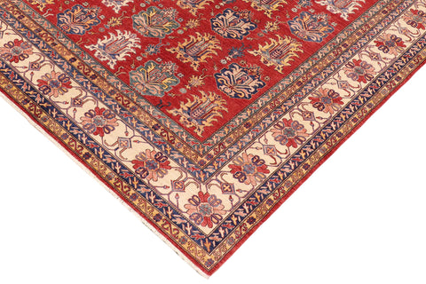 handmade Geometric Super Kazak Red Beige Hand Knotted RECTANGLE 100% WOOL area rug 10' x 14'
