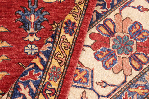 handmade Geometric Super Kazak Red Beige Hand Knotted RECTANGLE 100% WOOL area rug 10' x 14'