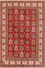 handmade Geometric Super Kazak Red Beige Hand Knotted RECTANGLE 100% WOOL area rug 10 x 14
