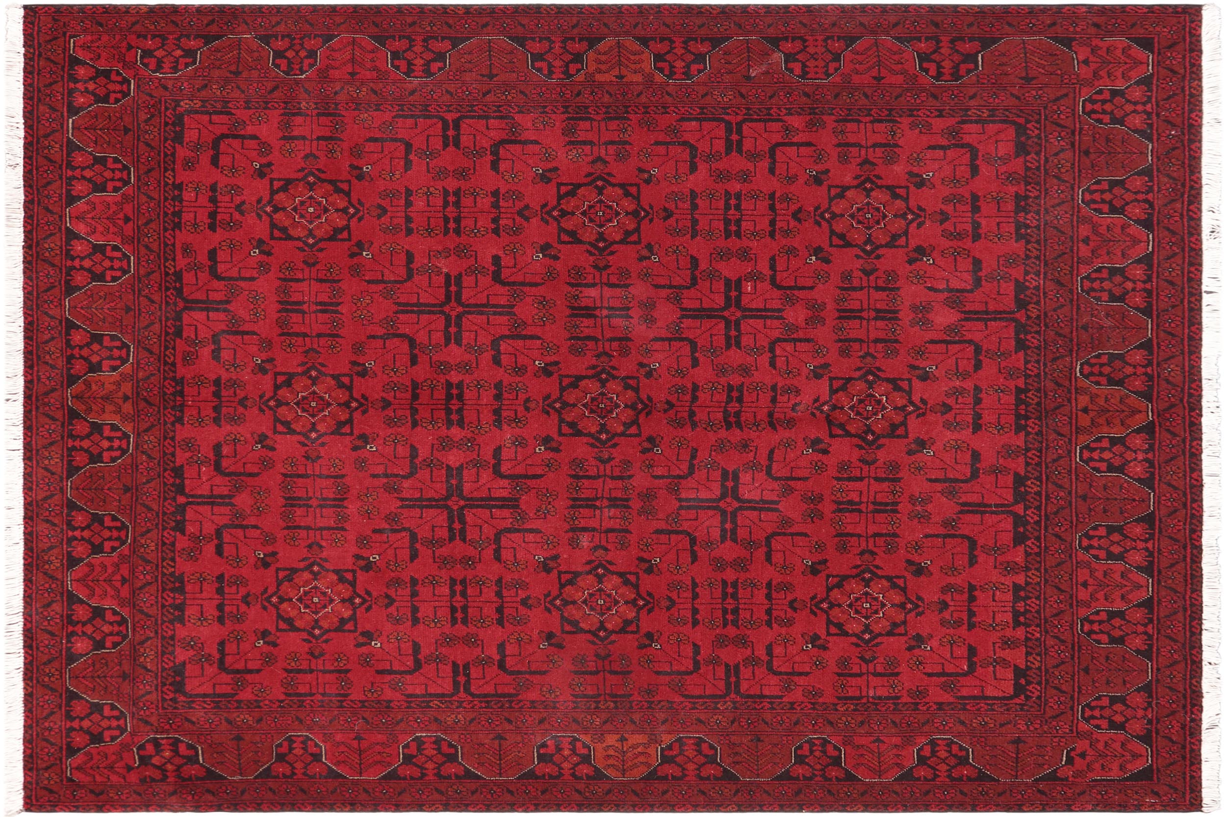 handmade Tribal Biljik Khal Mohammadi Red Black Hand Knotted RECTANGLE 100% WOOL area rug 5x6
