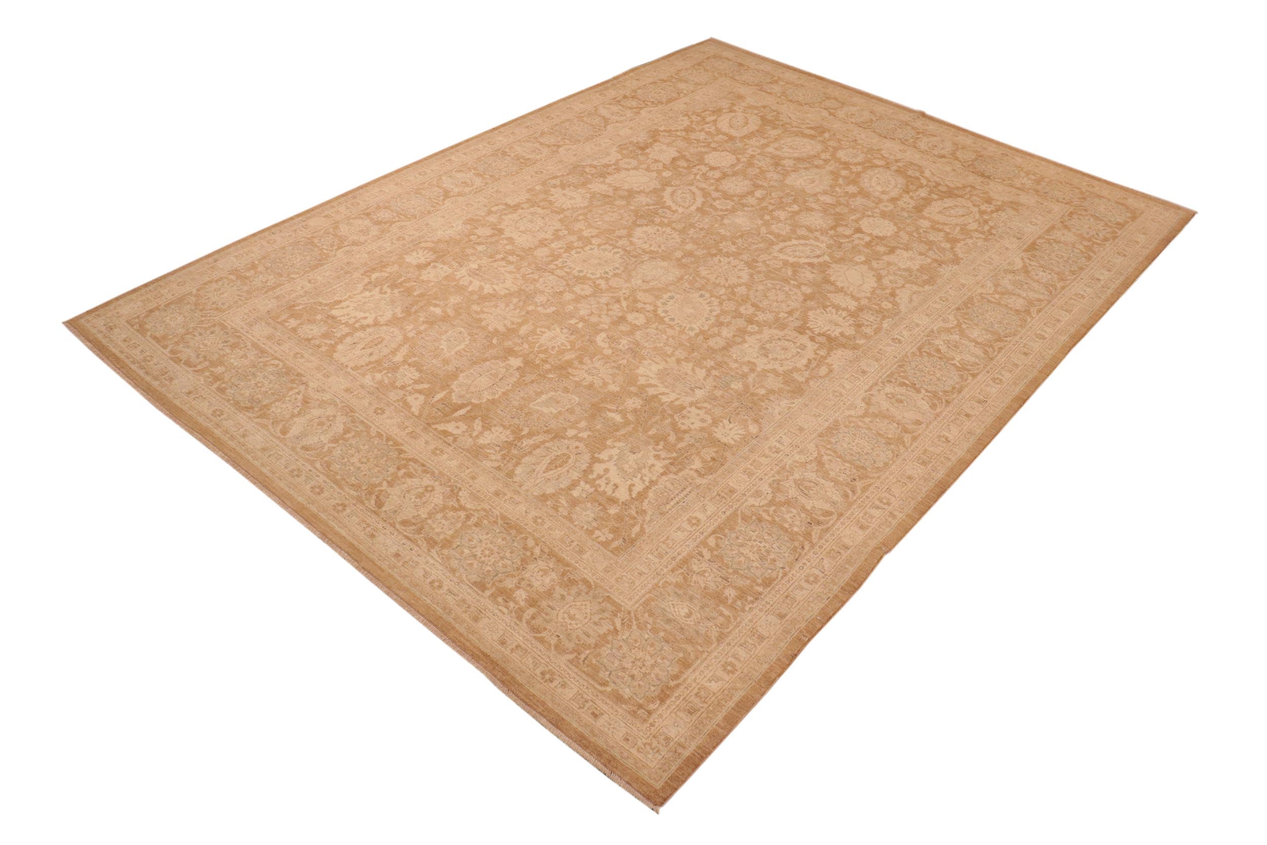 handmade Transitional Kafkaz Brown Beige Hand Knotted RECTANGLE 100% WOOL area rug 10' x 14'