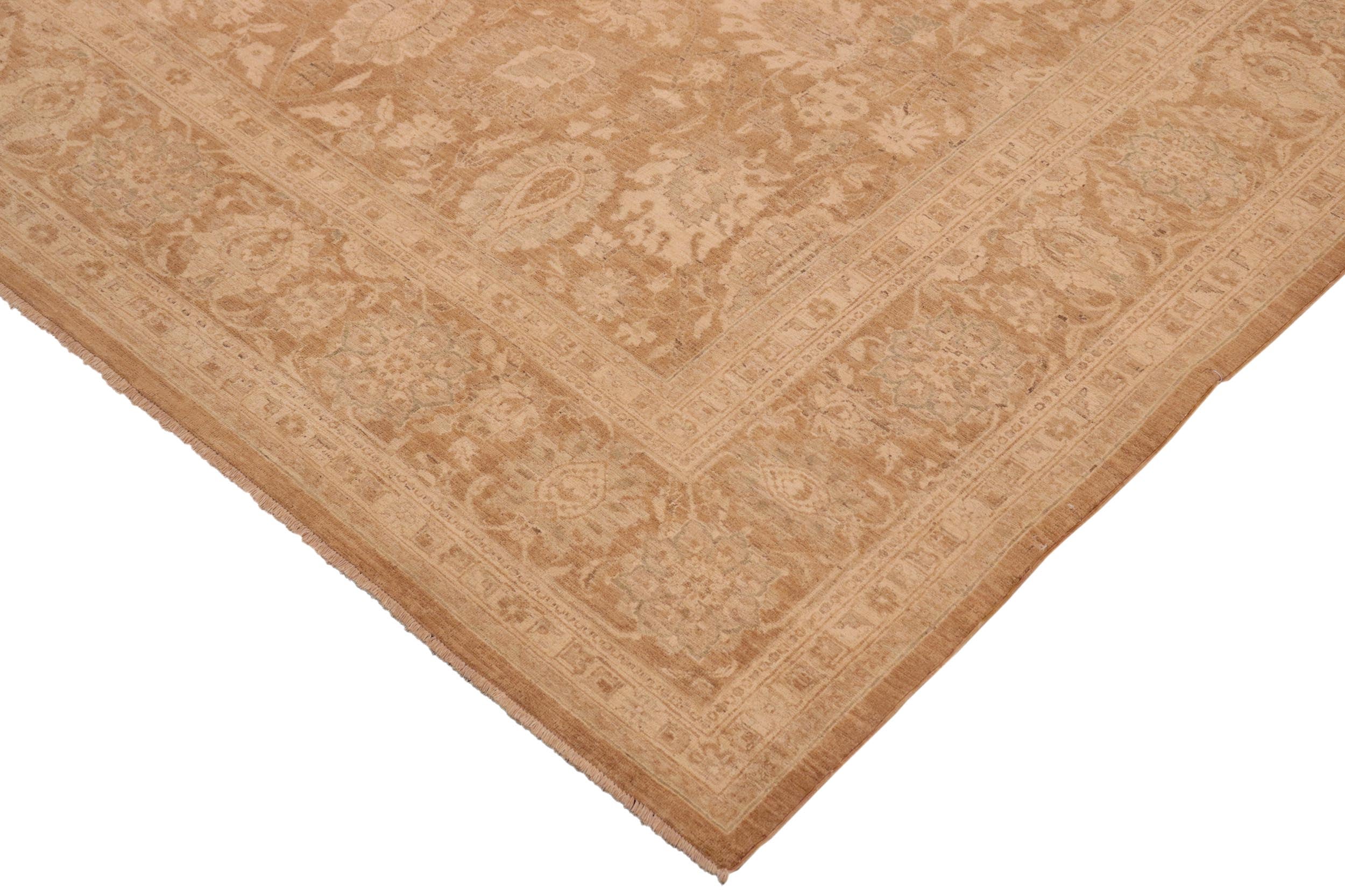 handmade Transitional Kafkaz Brown Beige Hand Knotted RECTANGLE 100% WOOL area rug 10' x 14'