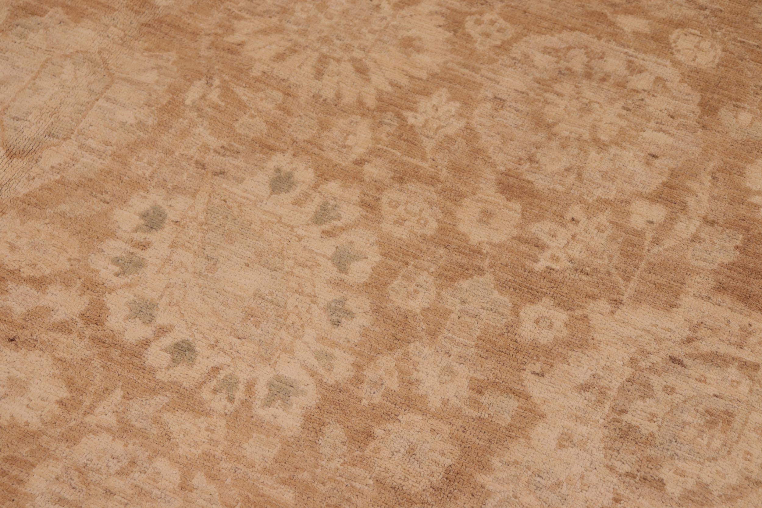 handmade Transitional Kafkaz Brown Beige Hand Knotted RECTANGLE 100% WOOL area rug 10' x 14'