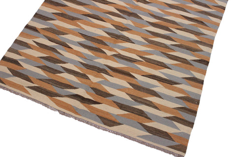 handmade Modern Kilim Ivory Gray Hand-Woven RECTANGLE 100% WOOL area rug 5x7