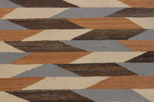 handmade Modern Kilim Ivory Gray Hand-Woven RECTANGLE 100% WOOL area rug 5x7