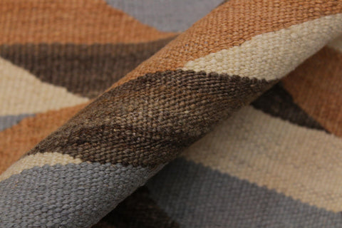 handmade Modern Kilim Ivory Gray Hand-Woven RECTANGLE 100% WOOL area rug 5x7