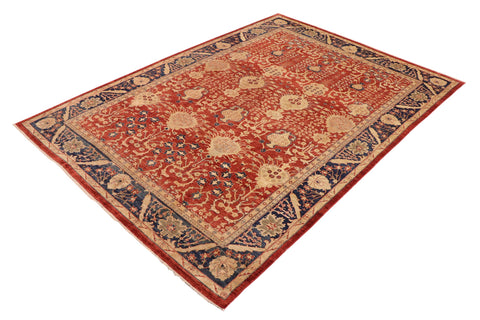 handmade Transitional Kafkaz Red Blue Hand Knotted RECTANGLE 100% WOOL area rug 10' x 14'
