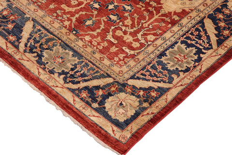 handmade Transitional Kafkaz Red Blue Hand Knotted RECTANGLE 100% WOOL area rug 10' x 14'