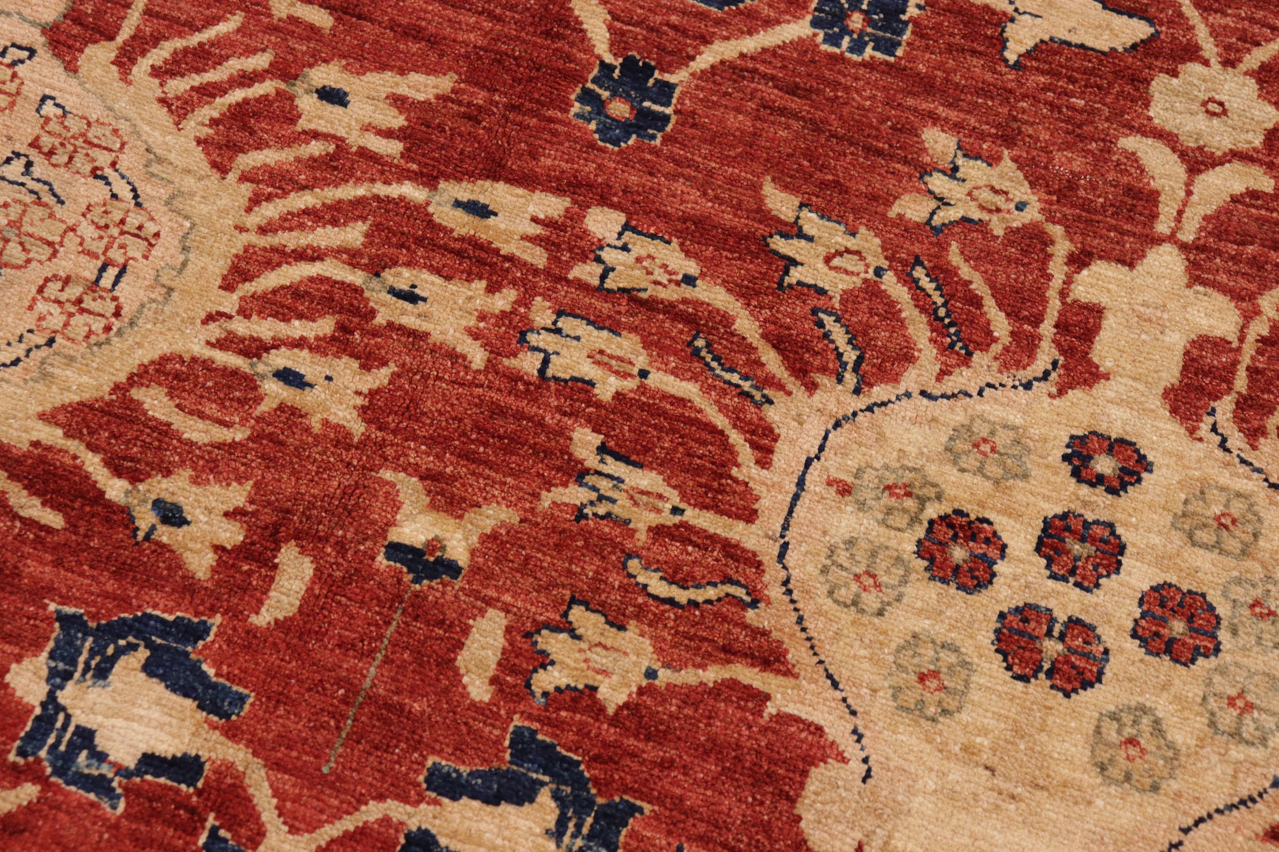 handmade Transitional Kafkaz Red Blue Hand Knotted RECTANGLE 100% WOOL area rug 10' x 14'