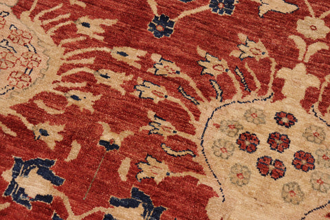 handmade Transitional Kafkaz Red Blue Hand Knotted RECTANGLE 100% WOOL area rug 10' x 14'