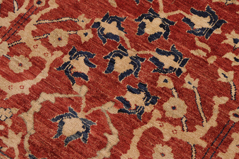 handmade Transitional Kafkaz Red Blue Hand Knotted RECTANGLE 100% WOOL area rug 10' x 14'