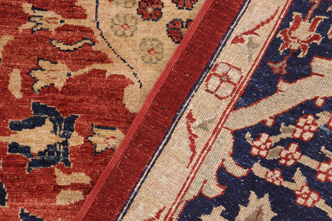 handmade Transitional Kafkaz Red Blue Hand Knotted RECTANGLE 100% WOOL area rug 10' x 14'