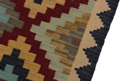 handmade Geometric Kilim Brown Tan Hand-Woven RECTANGLE 100% WOOL area rug 3 x 5