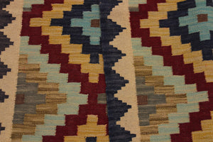 handmade Geometric Kilim Brown Tan Hand-Woven RECTANGLE 100% WOOL area rug 3 x 5