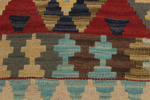 handmade Geometric Kilim Beige Red Hand-Woven RECTANGLE 100% WOOL area rug 3 x 5