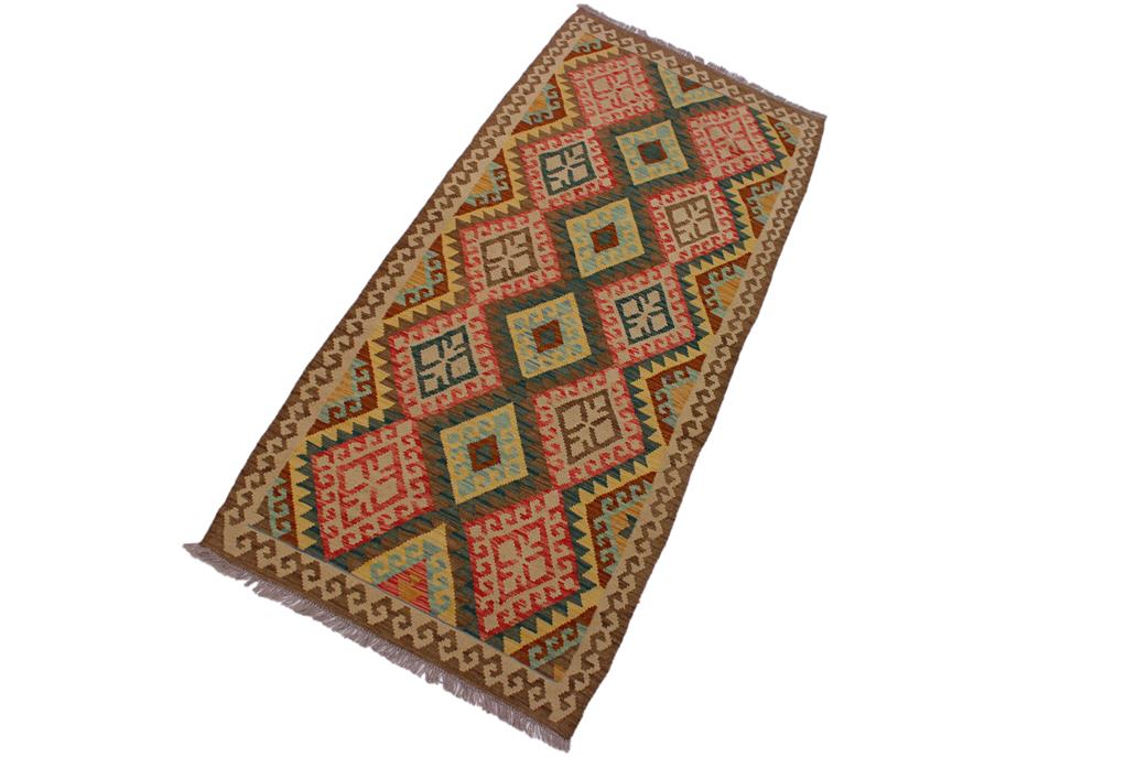 Flat Weave Kilim Antique Navaho Vintage handmade Geometric Kilim Brown Red Hand-Woven Runner 100% Wool Area Rug 4x8 
