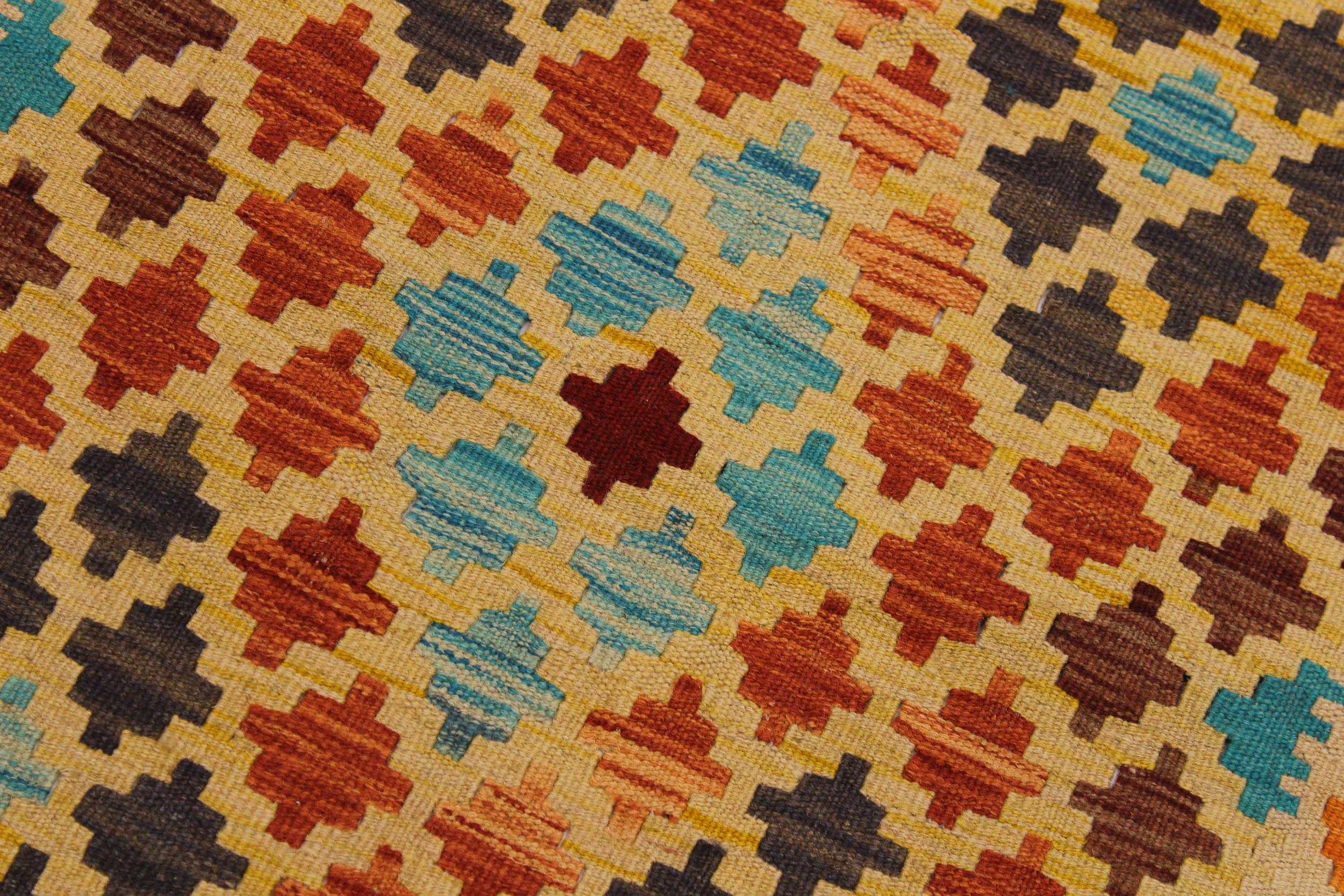 handmade Geometric Kilim Beige Red Hand-Woven RECTANGLE 100% WOOL area rug 3 x 5