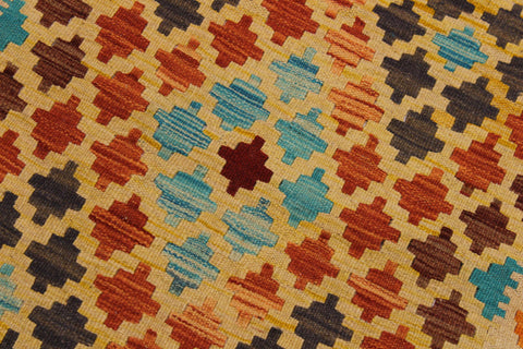 handmade Geometric Kilim Beige Red Hand-Woven RECTANGLE 100% WOOL area rug 3 x 5