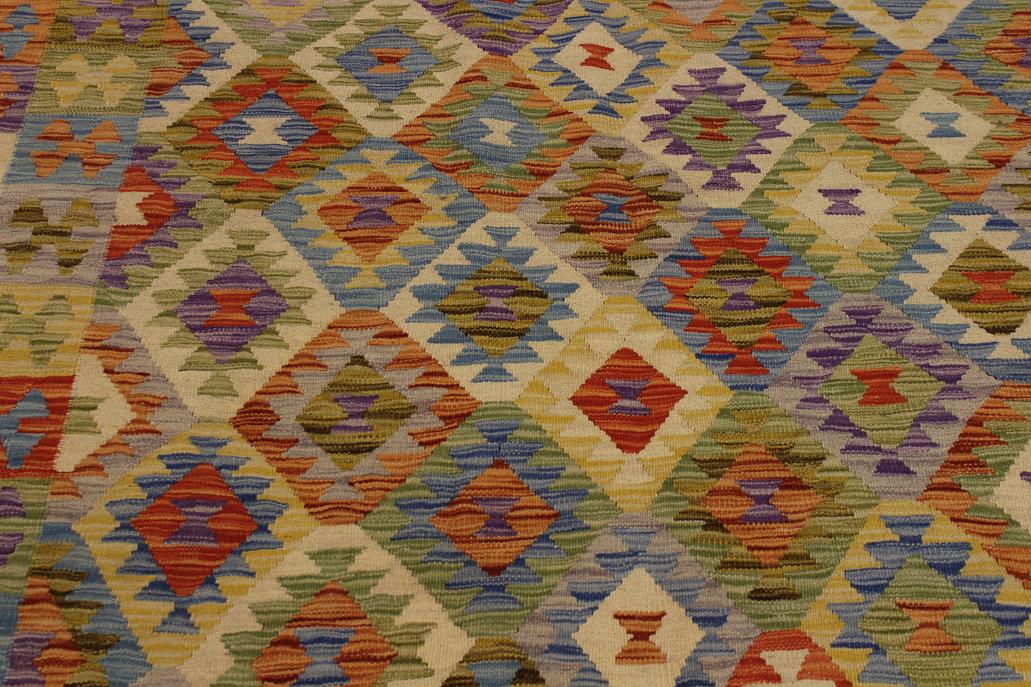 Flat Weave Kilim Antique Navaho Vintage handmade Geometric Kilim Rust Gold Hand-Woven Rectangle 100% Wool Area Rug 6x8 