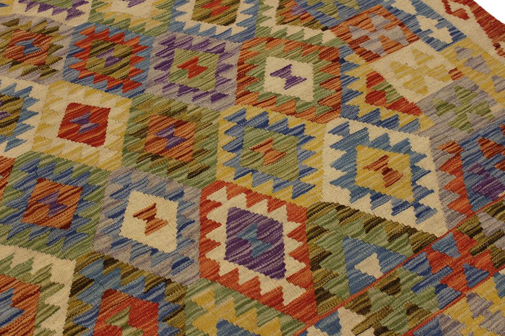 Flat Weave Kilim Antique Navaho Vintage handmade Geometric Kilim Rust Gold Hand-Woven Rectangle 100% Wool Area Rug 6x8 