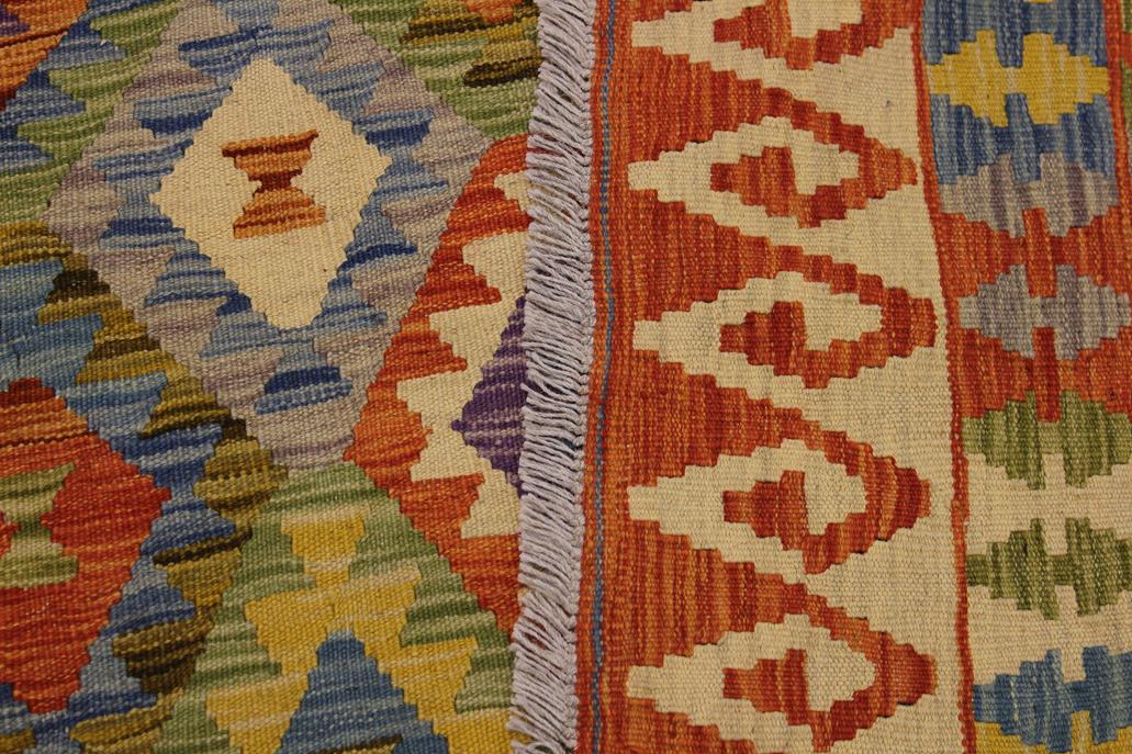 Flat Weave Kilim Antique Navaho Vintage handmade Geometric Kilim Rust Gold Hand-Woven Rectangle 100% Wool Area Rug 6x8 