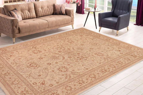 handmade Transitional Kafkaz Beige Brown Hand Knotted RECTANGLE 100% WOOL area rug 10' x 14'