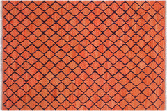 handmade Modern Kilim Orange Blue Hand-Woven RECTANGLE 100% WOOL area rug 5' x 7'