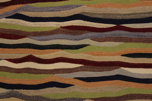 handmade Modern Kilim Beige Red Hand-Woven RECTANGLE 100% WOOL area rug 5x7