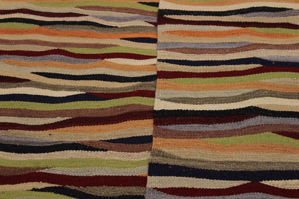 Flat Weave Kilim Antique Navaho Vintage handmade Modern Kilim Beige Red Hand-Woven Rectangle 100% Wool Area Rug 5x7 