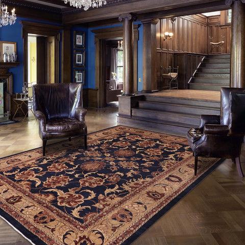 handmade Traditional Kafkaz Blue Tan Hand Knotted RECTANGLE 100% WOOL area rug 10x14