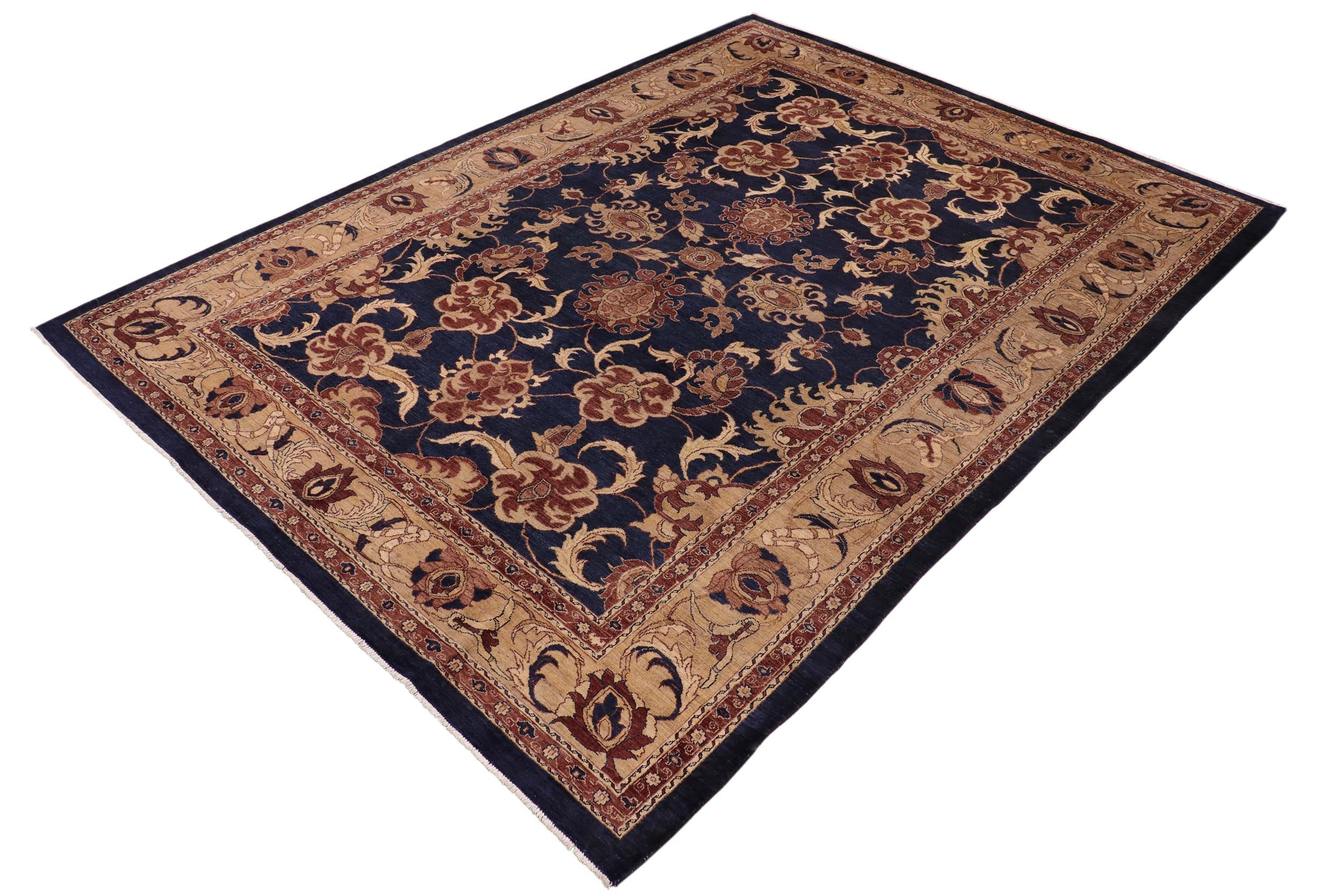 handmade Traditional Kafkaz Blue Tan Hand Knotted RECTANGLE 100% WOOL area rug 10x14