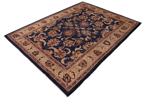 handmade Traditional Kafkaz Blue Tan Hand Knotted RECTANGLE 100% WOOL area rug 10x14