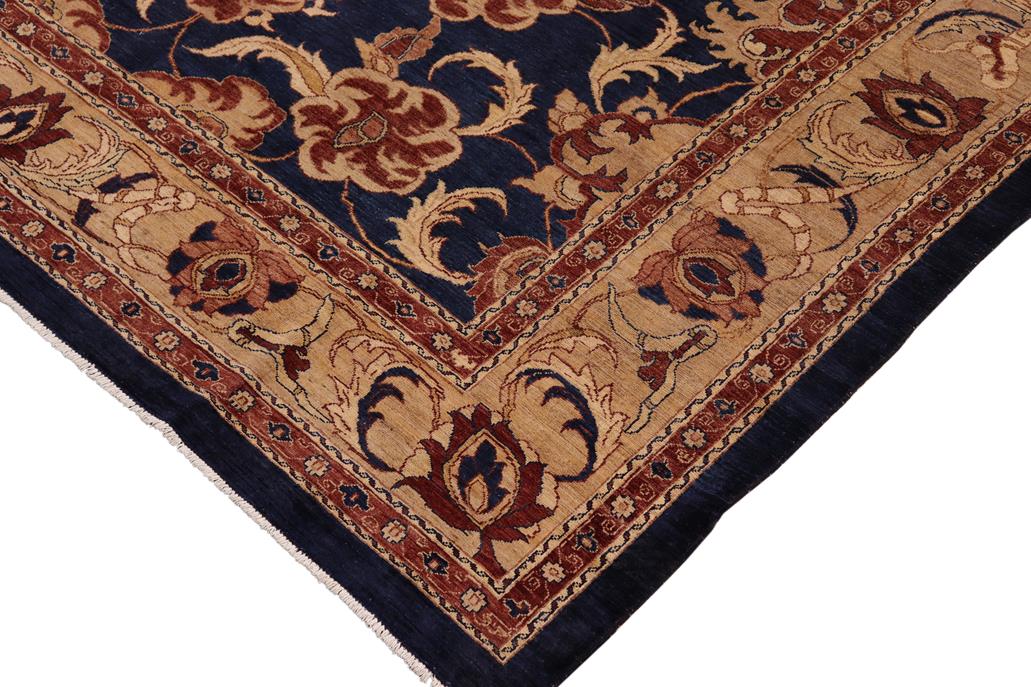 handmade Traditional Kafkaz Blue Tan Hand Knotted RECTANGLE 100% WOOL area rug 10 x 14