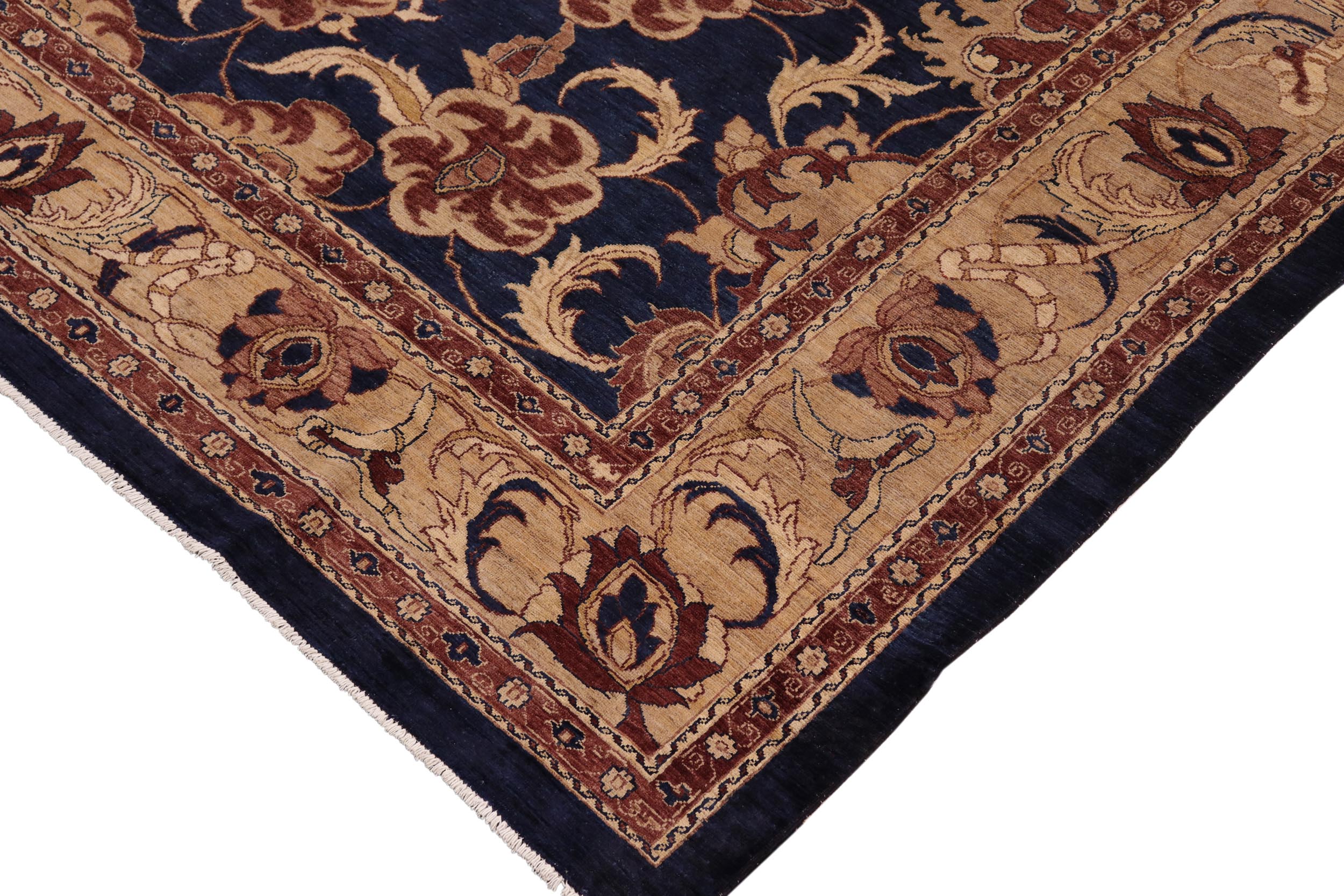 handmade Traditional Kafkaz Blue Tan Hand Knotted RECTANGLE 100% WOOL area rug 10x14